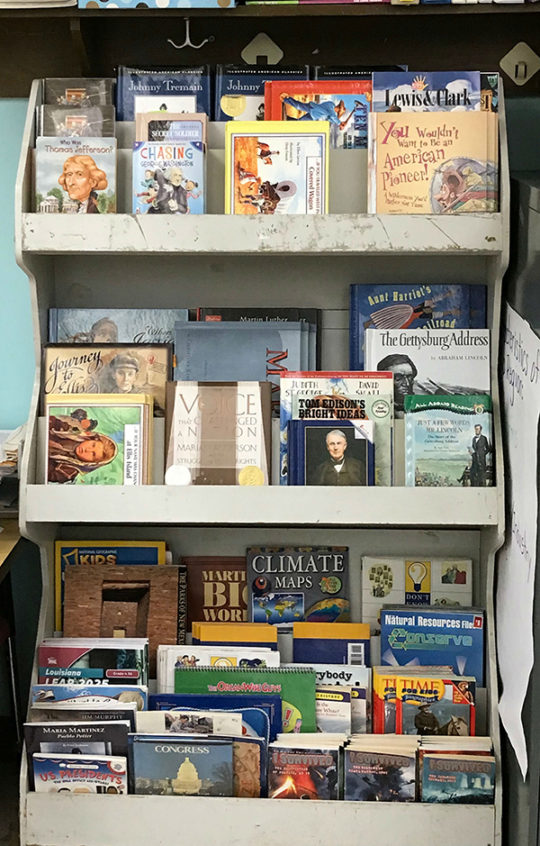 Guidebooks in school library.